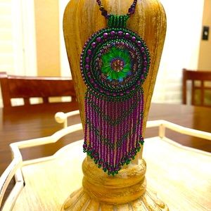 Hand beaded Czech Button